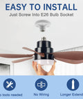 Ceiling Fan With Light Dimmable E26 Socket Dual Function Fan And Light Replaceable LED Board Includes One Spare Bulb