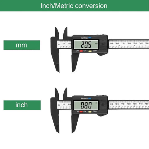 Digital Vernier Caliper 0-6 Inch With External Internal Depth And Step Measurements, Auto Off, Inch And Millimeter Conversion