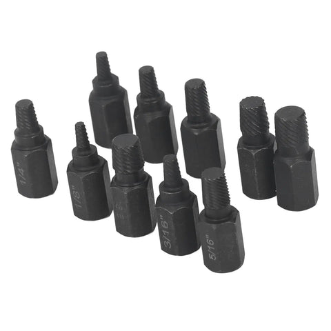 Ultimate 10Pc Broken Screw Extractor Set For Damaged Fasteners With Wide Size Coverage To Remove Worn Stuck Bolts Nuts And Screws Fast Saving Time And hassle On Any Home Repair Project, 10-piece black steel extractors