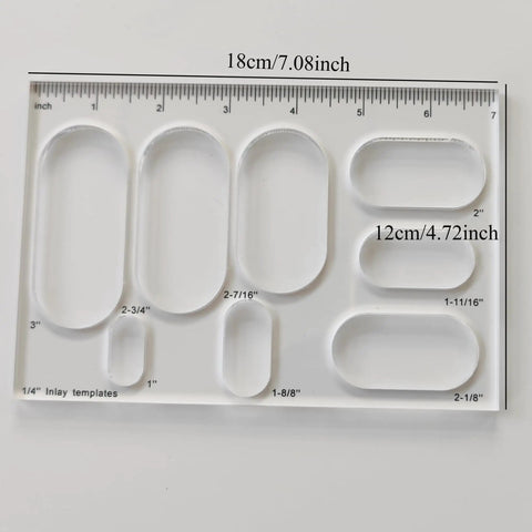 Reliable Acrylic Router Template For Woodworking Diy Bowtie Joint And Grommet Inlay Guide Kit Quarter Inch Thick Laser Cut Jig Tool with various cut-out shapes.
