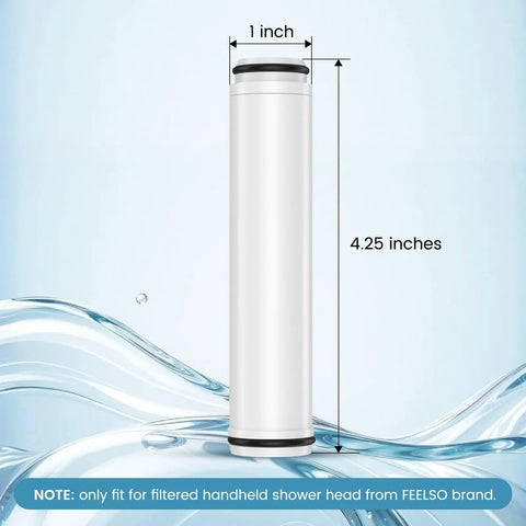 Shower Filter For Handheld Shower Head 2 Pack Fifteen Stage Replacement Cartridges For Hard Water shown with dimensions