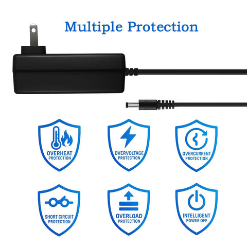 Go-To 5V 5A Power Supply 25W For 3D Printers And LED Matrix with multiple protection features illustrated.