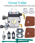 Premium Replacement Carburetor Kit For STIHL FS55 FS55R FS45 FS38 HL45 Weed Eater And Hedge Trimmer Rebuild Kit With Fuel Line And Easy Start Upgrade Compatible With ZAMA Carbs, includes carburetor, air filters, and spark plug set.