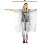 Woman showcasing Family Pack Rain Ponchos For All Ages, 20 Clear Hooded Ponchos With Drawstrings, Lightweight Reusable or Disposable