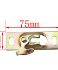 Two Piece Door Top Roller Clips With Screws And Sliding Door Hanger Plate For RVs And Storage Rooms, Compatible With One Quarter Inch To Three Eighths Inch Nuts, Easy Installation, Measures Three Inches Long By One Inch Wide. Dimensions 75mm by 25mm.