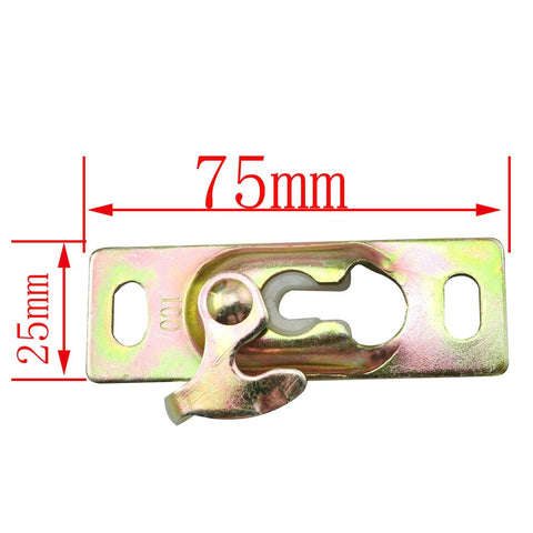 Two Piece Door Top Roller Clips With Screws And Sliding Door Hanger Plate For RVs And Storage Rooms, Compatible With One Quarter Inch To Three Eighths Inch Nuts, Easy Installation, Measures Three Inches Long By One Inch Wide. Dimensions 75mm by 25mm.