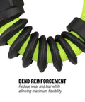 1/4 In Air Hose With 360 Degree Swivel Reusable Fittings For Quick Field Repairs Pro Grade Heavy Duty Build Easy Length Customization Compatible With Most Tools And Air Tools Model RP900250S green hose bend reinforcement with black sleeves