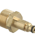 Side view of brass M22 high-pressure washer hose adapter with male thread and O-ring seal