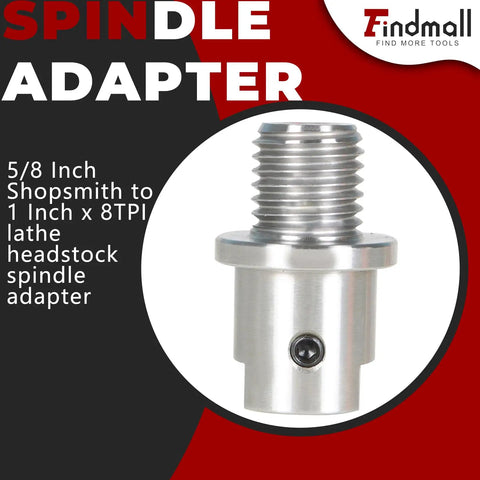 Lathe Spindle Adapter Converts Five Eighths Inch Spindle To One Inch By Eight TPI Threads For Your Woodworking Lathe, Crafted From Durable 45 Steel, Lets A Five Eighths Inch Non Threaded Spindle Accept A One Inch By Eight TPI Threaded Chuck shown close-up.