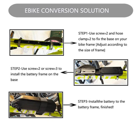 Ebike Conversion Kit Dope Bolt On Battery Adapter Frame Mount In Aluminum Black Six Slot Open Slot Design For Easy Battery Fit And Adjustable Position Along Your Frame