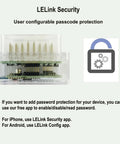 Bluetooth BLE OBD II Car Diagnostic Tool with passcode protection, showing hardware and security app icon.