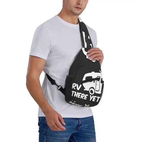 Person wearing Dope Chest Sling Bag Crossbody Backpack For Travel And Hiking Go To Everyday Carry With Zippered Pockets