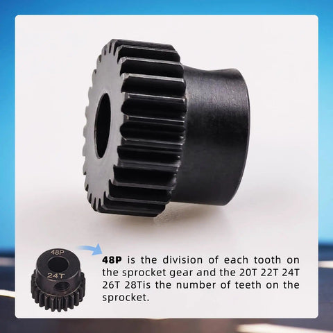 Power Packed 48DP Pinion Gear Set For 1 To 10 RC Cars Five Hardened Steel Gears 20T 22T 24T 26T 28T With 5mm Holes