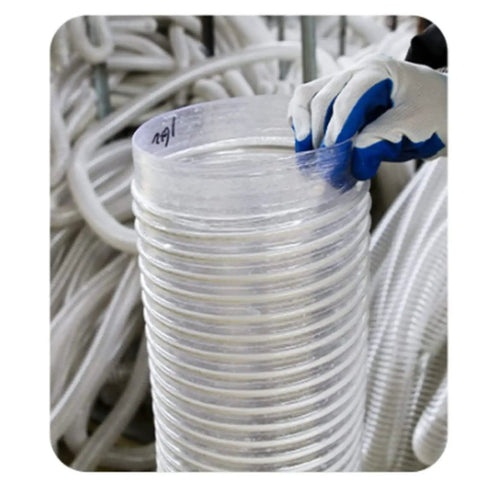 Heavy Duty 1 Meter Dust Collection Hose For Woodworking Gear And Shop Vac Tanks Flexes Like A Dream Resists Kinking Corrugated PVC Tubing, detailed view of flexible tubing.