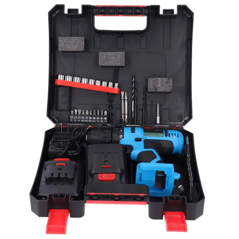 Heavy Duty Cordless Impact Hammer Drill With 48 Nm Adjustable Torque And Multi Speed Trigger For Drilling Wood Metal Concrete Tough As Nails Battery Powered Workhorse Includes case and accessories.