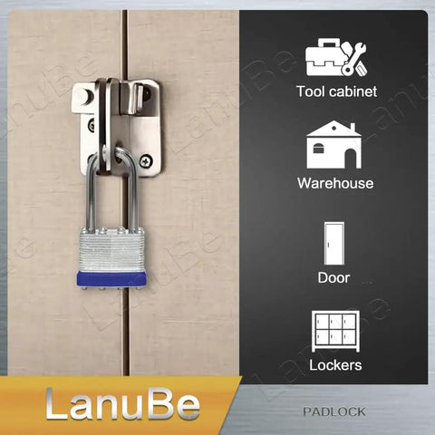 Laminated Padlock Set 1 9 16 Inch Wide Body With Long Shackle, 24 Pack Keyed Alike, securing tool cabinet in warehouse