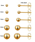 Ball Stud Earrings For Women And Men 316L Stainless Steel Hypoallergenic Jewelry Set Lead Free And Nickel Free 3 To 7mm Sizes 5 Pairs Everyday Lightweight Comfort, 3-7mm gold studs