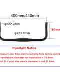 Bullhorn Handlebar For Road Bikes And Fixed Gear, 31.8mm Clamp, Aluminum Alloy Bar, 440mm Width, dimensional guide