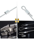 325 Piece Aluminum Wire Rope Ferrule Kit With Crimping Loop Sleeves in use, showing loop creation and tools for DIY and heavy-duty cable work.