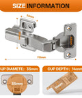 2 Pack 45 Degree Corner Cabinet Hinges For Frameless Diagonal Wall Cabinets No Fuss Easy Install 35mm European Soft Close
