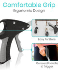 Suction Cup Grabber Reacher 32 Inch Long Reach Tool with ergonomic grip, shown with grooved handle and convenient storage option.