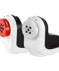 Rock Solid Metal Telescope Mount Bracket With Sturdy Saddle Clamp, red and silver components in side view.