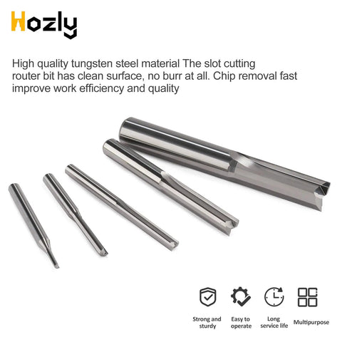 1/8 Inch Straight Router Bits Set For DIY Woodworkers And CNC Milling With 2 Flutes Double Edged Cutters, Includes 1.0mm 1.5mm 2.0mm 2.5mm 3.175mm Shanks, Tungsten Steel Bits Pro Grade For MDF PVC Acrylic Carving, Grooving, Slotting.