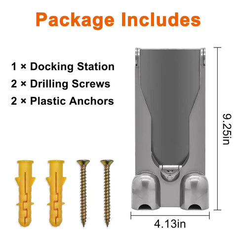 Wall Mounted Vacuum Docking Station Bracket For V11 And V15 Handheld Cleaners with screws and anchors, 9.25x4.13 inches
