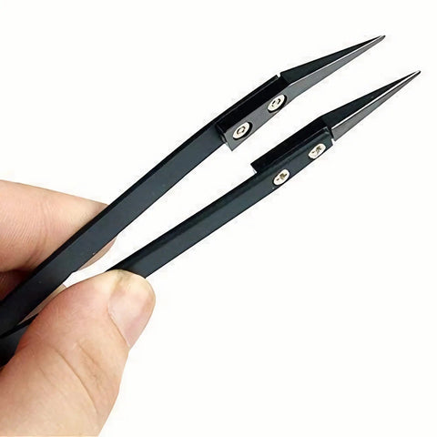 Pro-Grade Ceramic Tweezers Set For Electronics And High Temp Work, 3-Piece Kit With Pointed, Bent And Flat Zirconia Tips, Antistatic, Anticorrosion, Antimagnetic, Heat Resistant Up To 3000F, Stainless Steel Handles