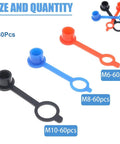 180 Piece Zerk Fitting Caps Set M6 Red M8 Blue M10 Black With Keeper Includes Transparent Storage Box Pro Grade Heavy Duty