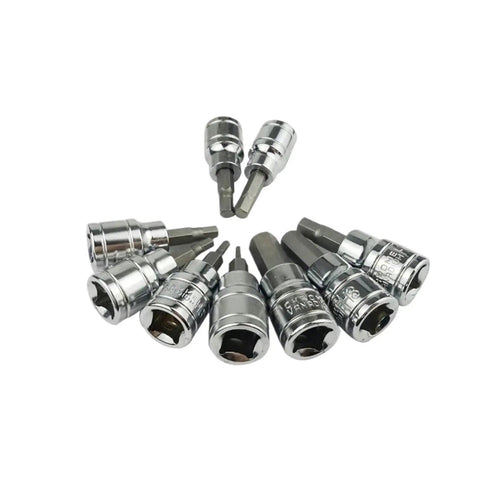 3/8 Inch Hex Bit Socket Set With Sturdy Allen Key Drivers For Rusty Bolts Durable Impact Metric Tool Kit To Save Labor In Tight Spots, chrome steel