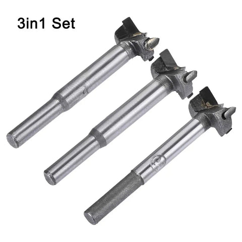 Tough As Nails Forstner Drill Bit Set 21 mm 22 mm 23 mm Carbide Tipped for precise wood boring with round shank.
