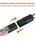 No Tools Needed Wire Connectors For Quick Splices 50 Piece Flame Retardant Electrical Connectors Pack snapped apart view