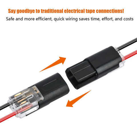 No Tools Needed Wire Connectors For Quick Splices 50 Piece Flame Retardant Electrical Connectors Pack snapped apart view