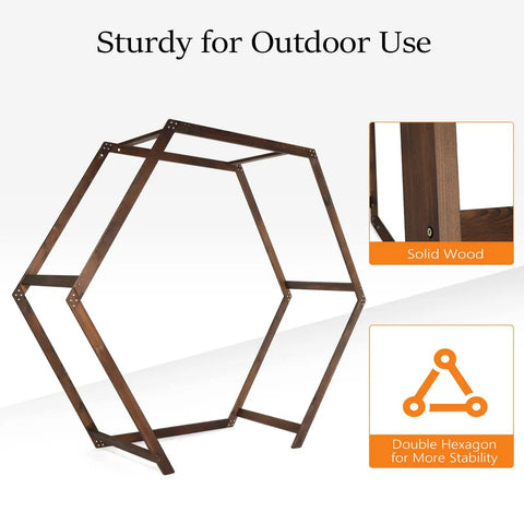 Wooden Wedding Arch 7Ft Heptagonal Garden Arbor For Ceremony And Photo Backdrop Outdoor Wedding Backdrop Stand Party Decor