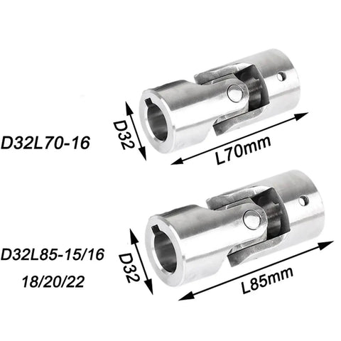 Premium Grade Rock Solid 304 Stainless Steel Universal Joint Coupler, 70mm and 85mm sizes for drivetrain repair.