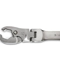 Close-up of a 3/4" steel ratcheting flex head from the 5 Piece Ratcheting Flex Head Flare Nut Wrench Set SAE For Loosening Tight Hex Nuts