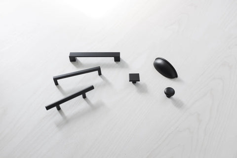 10 Pack Matte Black Cabinet Handles And Drawer Pulls For Doors And Dresser Drawers, Modern Bar Pulls On White Surface