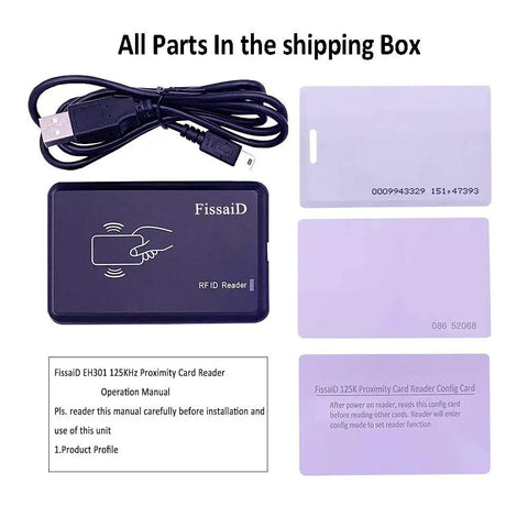 125KHz Proximity Card Reader That Reads 1326 Family ISO Prox Cards and 4100 ID Cards, USB Keyboard Emulation For Linux Android Windows iOS