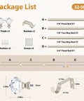 Package components of Adjustable Curtain Rod Set For Windows 20 To 53 Inches And Telescoping 32 To 58 Inch Splice Rod