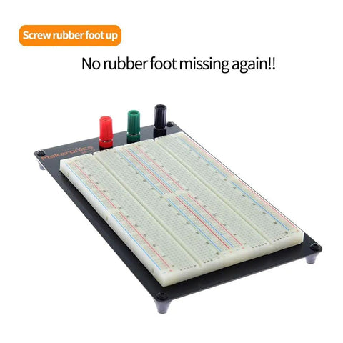 Solderless 1660 Breadboard Super Kit With Aluminum Back Plate showing tie-points and binding posts for Arduino prototyping.