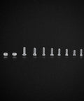Close-up view of 600Pcs Tiny But Mighty Multipurpose Screw Assortment Kit with M1 to M1.6 mini screws and nuts on black background.