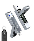 512GB USB C Dual Port USB 3.2 High Speed Flash Drive With 560MB/s Transfer Plug And Play, metal body, with leather case