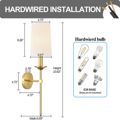 Polished Brass Wall Sconces Set Of Two Candle Style Terrace Lights In Pure White With Vintage Black Farmhouse Vibe Perfect For Bedroom Hallway Living Room And Indoor Wall Fixture