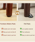 Comparison of Furniture Sliders With Screws, 20 Pack Teflon Glides For Carpet, Tile And Hardwood Floors vs. felt pads on wood floor