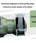 5 Inch Bench Grinder Cranking 3000 Rpm Pure Copper Motor Runs Smooth Low Vibration Spark Arrestor Eye Shield Included With Dual 36 And 60 Grit Grinding Wheels And Safety Glasses 120W close-up of grinding wheel with eye shield