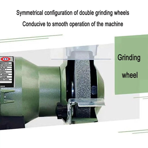 5 Inch Bench Grinder Cranking 3000 Rpm Pure Copper Motor Runs Smooth Low Vibration Spark Arrestor Eye Shield Included With Dual 36 And 60 Grit Grinding Wheels And Safety Glasses 120W close-up of grinding wheel with eye shield