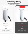 Comparison of Tesla wall connector with universal wall connector showing size compatibility for All Weather Wall Mounted EV Charger Protective Box For Outdoor Home Charging Stations Universal Fit For Tesla And Most EV Chargers Weatherproof Cover Shields Your Charger From Rain Snow Sun Dust.
