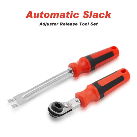 Slack Adjuster Tool Set 5/16 Inch Double Square Reversible Ratcheting Wrench with red ergonomic handle and ratchet head