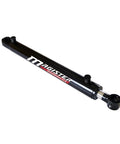 Double Acting Hydraulic Cylinder Tang Style Universal 2 Inch Bore 18 Inch Stroke 1.25 Inch Rod Diameter Welded Beefy Heavy Duty Design